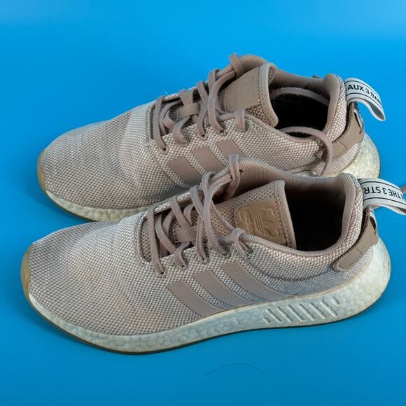 Adidas NMD R2 Womens Size 9 Tan Beige Navy Casual Running Sneakers Athleisure - Picture 6 of 13